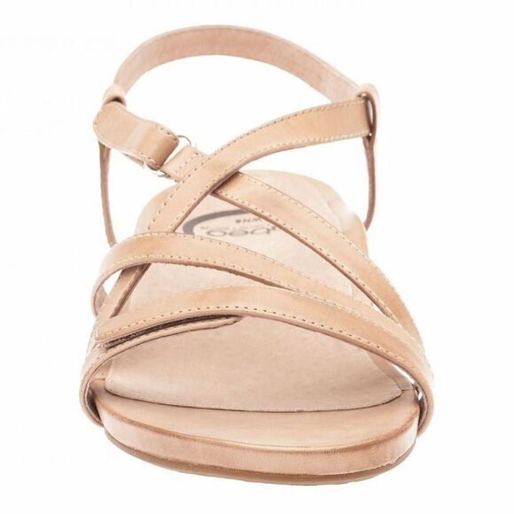Abeo Shoes - Abeo Beige Strappy Cross-Front Leather Sandals